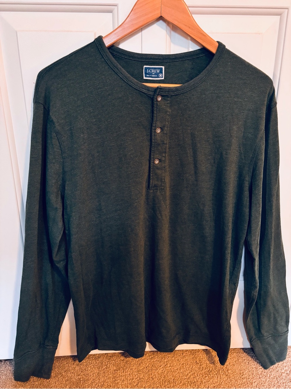 J. Crew Men’s Dark Green Long-Sleeve Henley